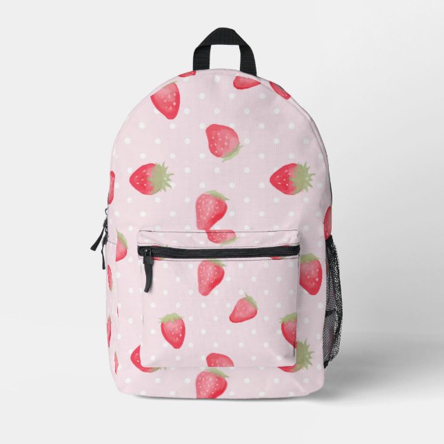 Strawberry Printed Backpack (Front)