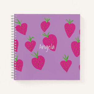 Strawberry Purple Design Customisable Notebook