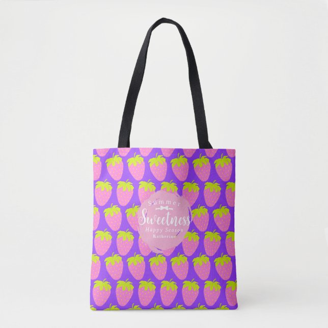 Strawberry Purple Tote Bag (Front)