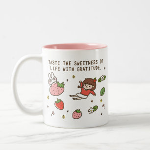 Strawberry & Rabbit Positive Message Coffee Mug