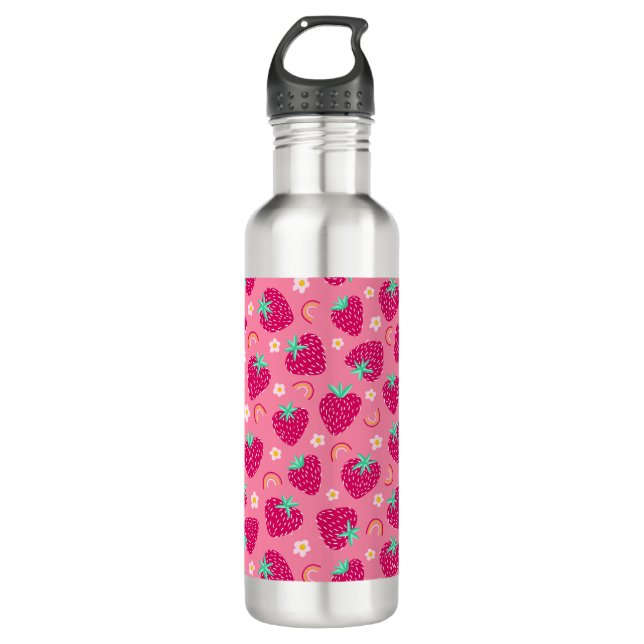 Strawberry Rainbow Daisy pattern 710 Ml Water Bottle (Front)
