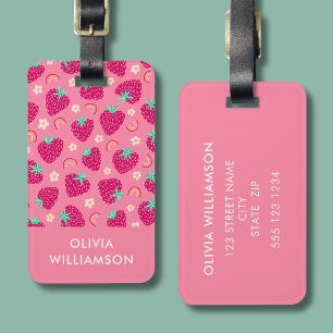 Strawberry Rainbow Daisy pattern Luggage Tag