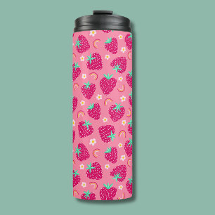 Strawberry Rainbow Daisy pattern Thermal Tumbler
