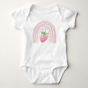 Strawberry Rainbow Watercolor Baby Bodysuit