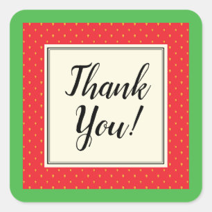 Strawberry red fruit thank you envelope sticker