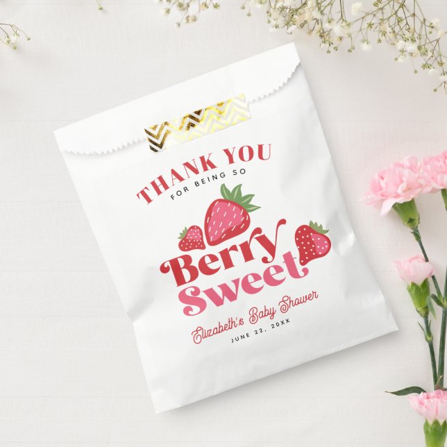 Strawberry Red Pink Berry Sweet Baby Shower Favour Bag (Sealed)