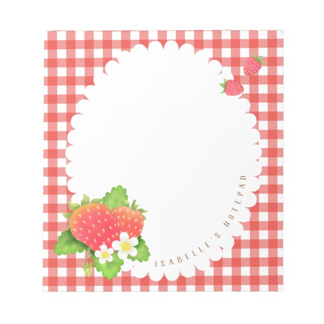 Strawberry Red Plaid Notepad (Front)