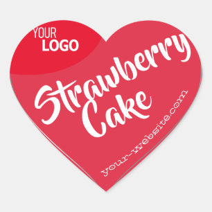Strawberry Red Silver Frame Logo Template Baking Heart Sticker