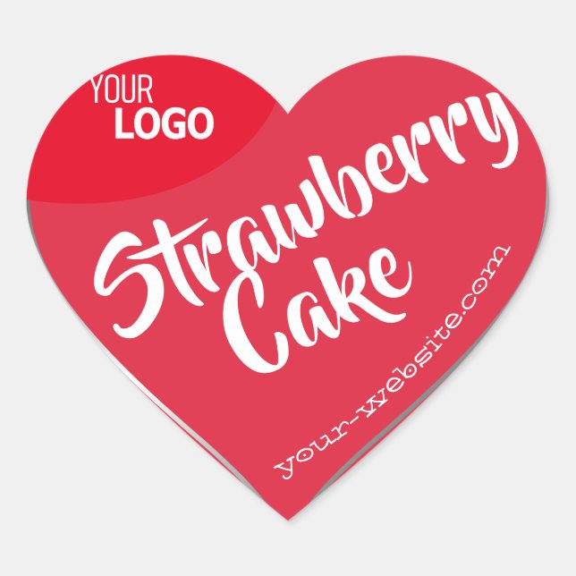Strawberry Red Silver Frame Logo Template Baking  Heart Sticker (Front)
