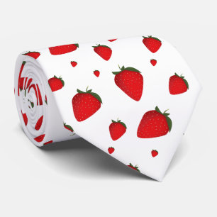 Strawberry Red White Fruit Food Pattern Tie