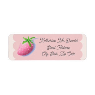Strawberry Return Address Labels Pink Cottagecore