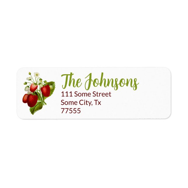 Strawberry Return Address Labels Strawberries (Front)