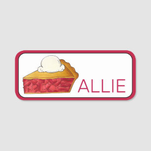 Strawberry Rhubarb Pie a la Mode Dessert Bakery Name Tag