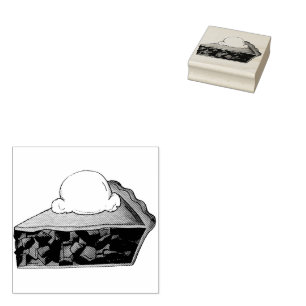 Strawberry Rhubarb Pie a la Mode Dessert Bakery Rubber Stamp