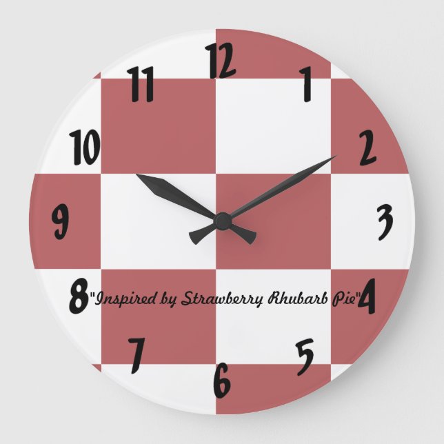 Strawberry Rhubarb Pie Large Clock (Front)