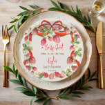 Strawberry ribbon bow coquette baby shower paper plate<br><div class="desc">Berry sweet strawberry baby shower monogrammed paper plates template,  ribbon bow coquette summer garden strawberry berry themed baby shower personalised printed paper plates,  strawberries and  bow baby shower personalised paper plates berry sweet baby shower personalised table decor</div>