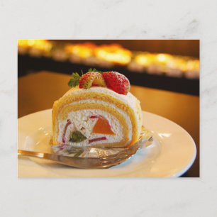 Strawberry roll cake sweets dessert postcrossing postcard