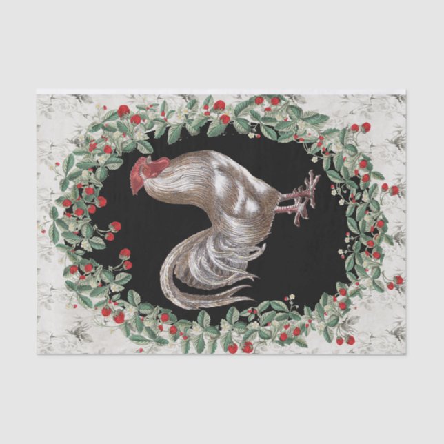 Strawberry Rooster One Tissue Paper (Front)