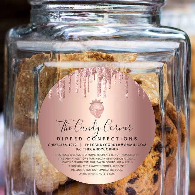 Strawberry Rose Gold Copper Drips Confection Legal Classic Round Sticker (Creator Uploaded)