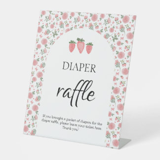 Strawberry & Roses Baby Shower Diaper Raffle Sign