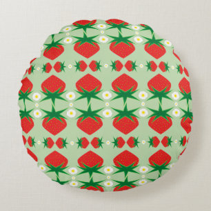 Strawberry Round Throw Pillow