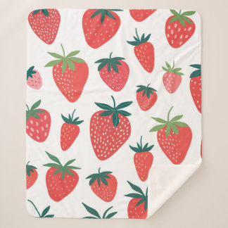 Strawberry seamless pattern sherpa blanket
