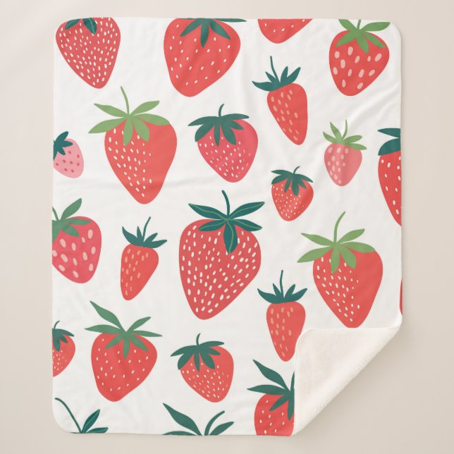 Strawberry seamless pattern sherpa blanket (Front)