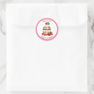 Strawberry Shortcake Cake Bakery Chef Baked By Classic Round Sticker