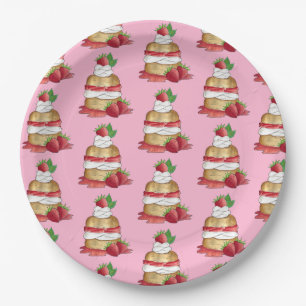 Strawberry Shortcake Cake Dessert Strawberries Paper Plate