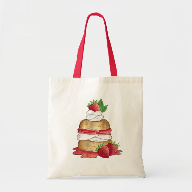 Strawberry Shortcake Cake Dessert Strawberries Tote Bag (Front)
