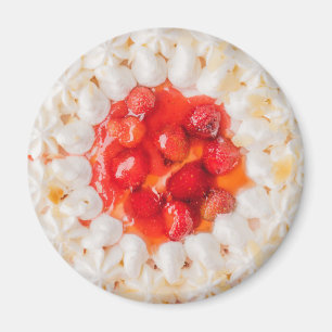 Strawberry shortcake dessert red white magnet