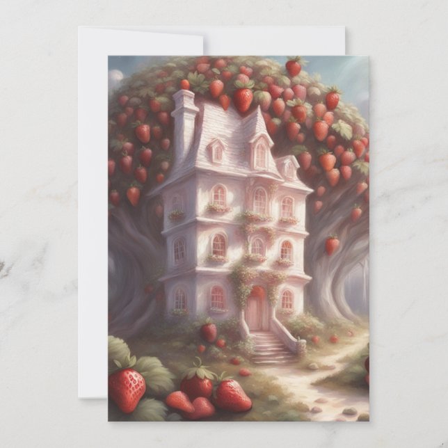 Strawberry shortcake house and party invitation (Front)