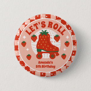 Strawberry Skates Retro Roller Skating Birthday 6 Cm Round Badge