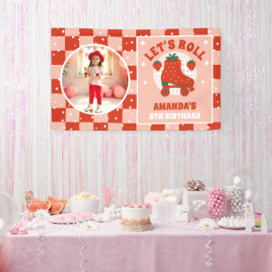Strawberry Skates   Retro Roller Skating Birthday Banner