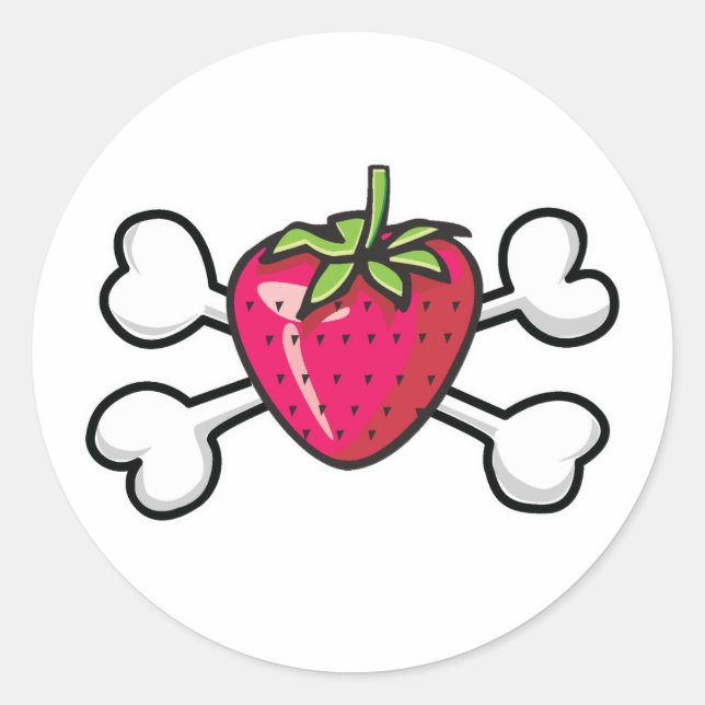 strawberry Skull and Crossbones Classic Round Sticker (Front)