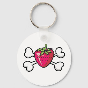 strawberry Skull and Crossbones Key Ring