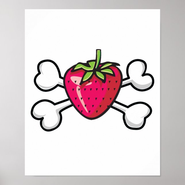 strawberry Skull and Crossbones Poster (Front)