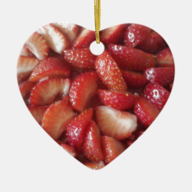 Strawberry Slices, Healthy Food Snack, Red Fruit Ceramic Tree Decoration (Front)