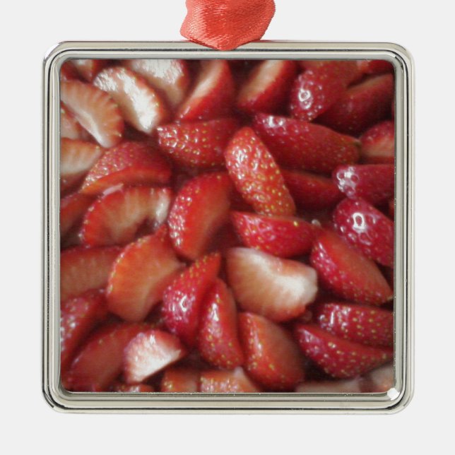 Strawberry Slices, Healthy Food Snack, Red Fruit Metal Tree Decoration (Front)