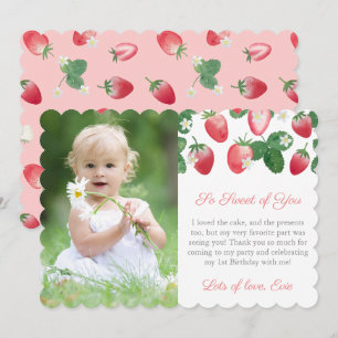 Strawberry So Sweet Of You Girl Birthday Picture Thank You Card