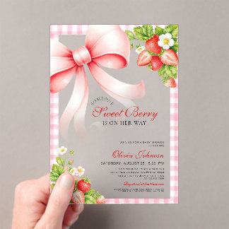 Strawberry Someone Sweet Berry Baby Shower Acrylic Invitations