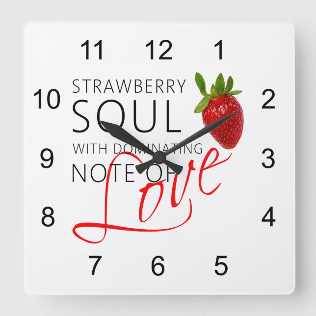 Strawberry Soul Square Wall Clock (Front)