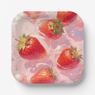Strawberry Splash Paper Plate