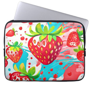 Strawberry Splash Pattern Laptop Sleeve