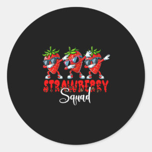 Strawberry squad three dabbing strawberries classic round sticker
