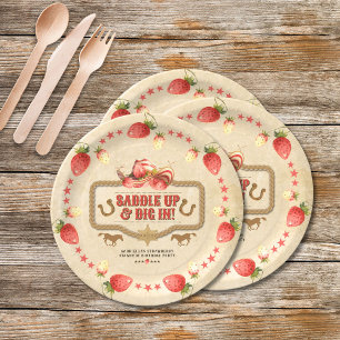 Strawberry Stampede Birthday Paper Plate