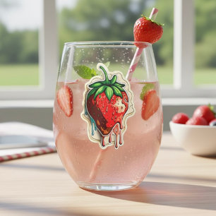 Strawberry Stemless Wine Glass