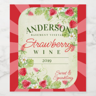 Strawberry strawberries homemade wine personalised label
