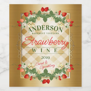 Strawberry strawberries homemade wine personalised label