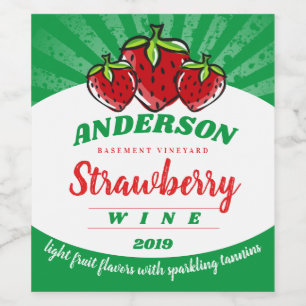 Strawberry strawberries homemade wine personalised wine label